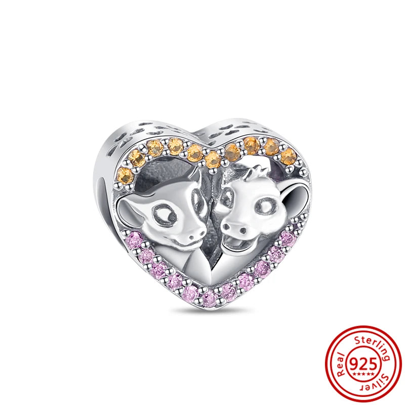 New 925 Sterling Silver Love White Zirconia Diy Charms Beads Fit Original Snake Bracelet for Women Jewelry Making Design Bangles