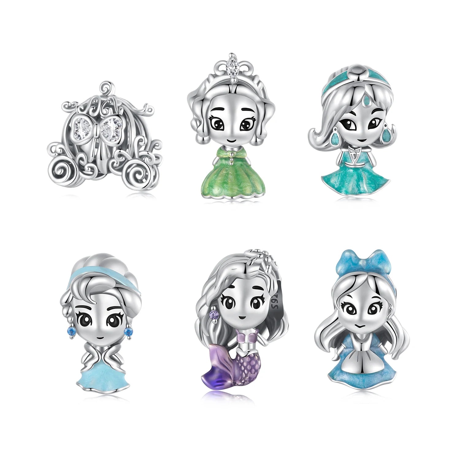 Trend DIY Bracelet Necklace Pendant 925 Sterling Silver Cartoon Fairy Tale Princess Pumpkin Jewelry Pendant for Women