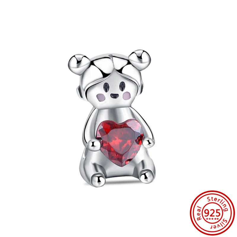 New 925 Sterling Silver Love White Zirconia Diy Charms Beads Fit Original Snake Bracelet for Women Jewelry Making Design Bangles