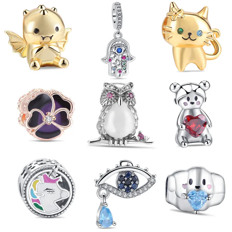 New 925 Sterling Silver Love White Zirconia Diy Charms Beads Fit Original Snake Bracelet for Women Jewelry Making Design Bangles