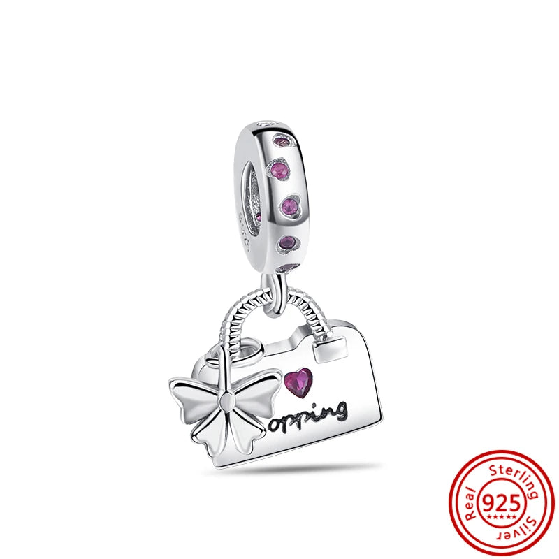 New 925 Sterling Silver Love White Zirconia Diy Charms Beads Fit Original Snake Bracelet for Women Jewelry Making Design Bangles