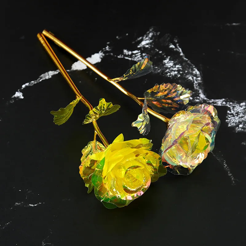 Artificial Flower Foil Rose Flower Valentine's Day Gifts 24k Golden Plated Gold Rose Lasts Forever Love Flower Party Supplies
