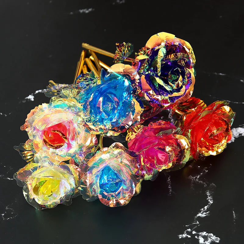 Artificial Flower Foil Rose Flower Valentine's Day Gifts 24k Golden Plated Gold Rose Lasts Forever Love Flower Party Supplies