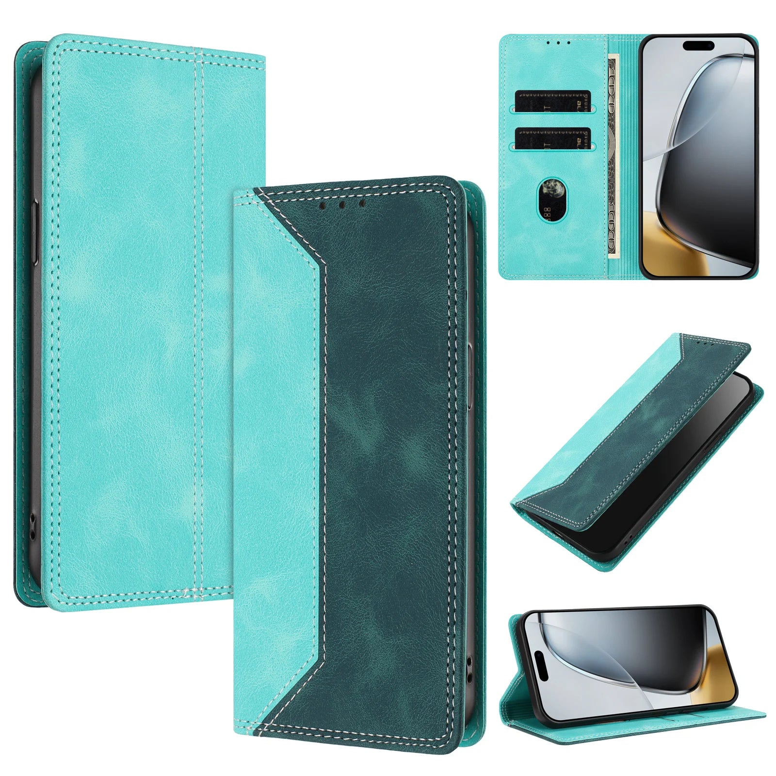 For T-Mobile T Phone 3 Case Magnet Flip Case for Coque T-Mobile T Phone 3 Revvl 8 Phone Cover Fashion Color Block Leather Funda