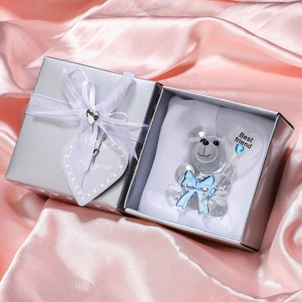 Crystal Bear Crafts in Gift Box for Valentine's Day Wedding Souvenir Birthday Carnival Party Teacher Friend Mother's Day Gift