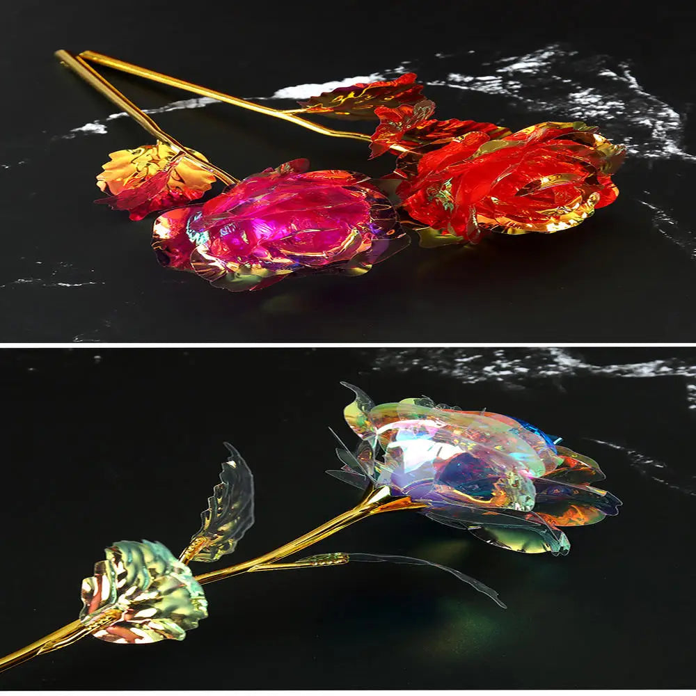 Artificial Flower Foil Rose Flower Valentine's Day Gifts 24k Golden Plated Gold Rose Lasts Forever Love Flower Party Supplies