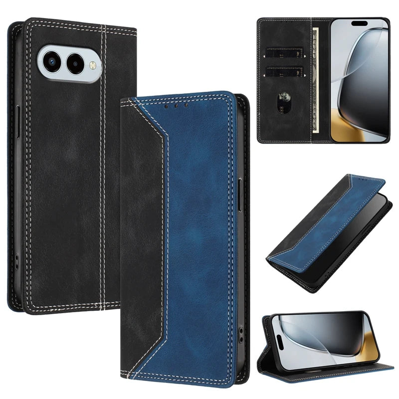 For T-Mobile T Phone 3 Case Magnet Flip Case for Coque T-Mobile T Phone 3 Revvl 8 Phone Cover Fashion Color Block Leather Funda