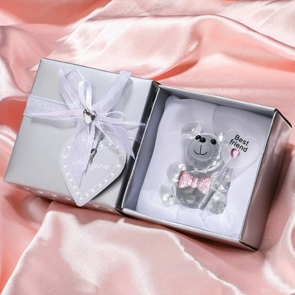 Crystal Bear Crafts in Gift Box for Valentine's Day Wedding Souvenir Birthday Carnival Party Teacher Friend Mother's Day Gift
