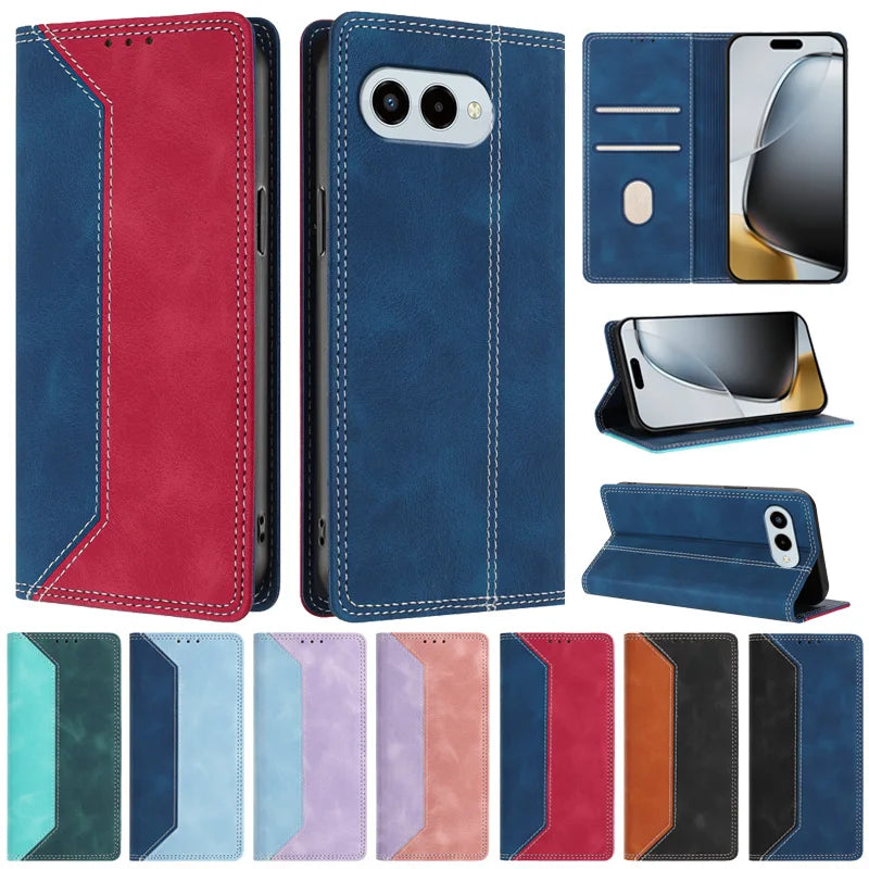 For T-Mobile T Phone 3 Case Magnet Flip Case for Coque T-Mobile T Phone 3 Revvl 8 Phone Cover Fashion Color Block Leather Funda