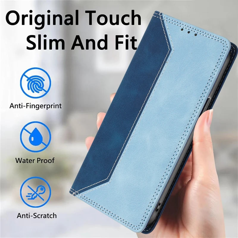 For T-Mobile T Phone 3 Case Magnet Flip Case for Coque T-Mobile T Phone 3 Revvl 8 Phone Cover Fashion Color Block Leather Funda