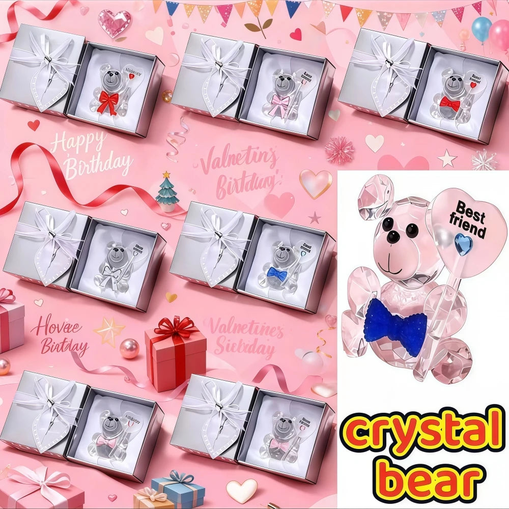 Crystal Bear Crafts in Gift Box for Valentine's Day Wedding Souvenir Birthday Carnival Party Teacher Friend Mother's Day Gift