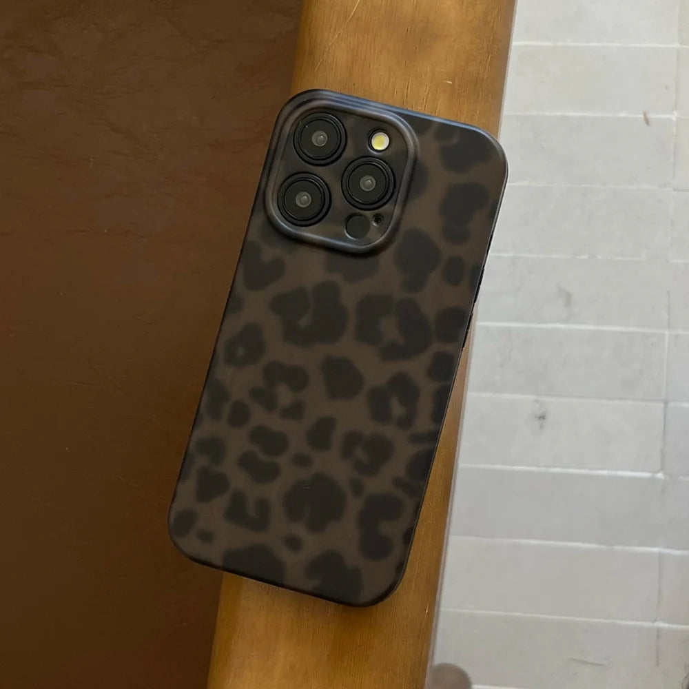 Matte Leopard Amber Silicone Back Cover Neutral Mobile Phone Case For iPhone 16 15 14 13 12 11 Pro Max Protective Fundas Cover