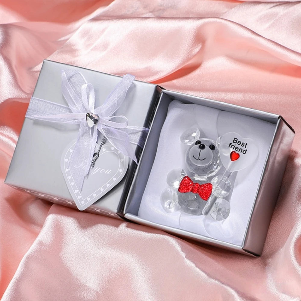 Crystal Bear Crafts in Gift Box for Valentine's Day Wedding Souvenir Birthday Carnival Party Teacher Friend Mother's Day Gift