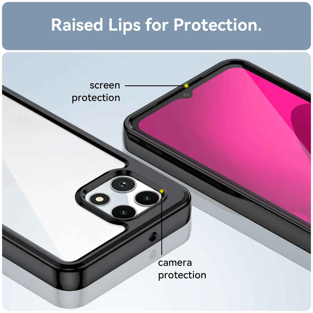 Soft border + hard Acrylic back чехол Cases For T-Mobile REVVL 7 Pro Cover for T Mobile REVVL 7Pro Fiber Phone full Funda Capa