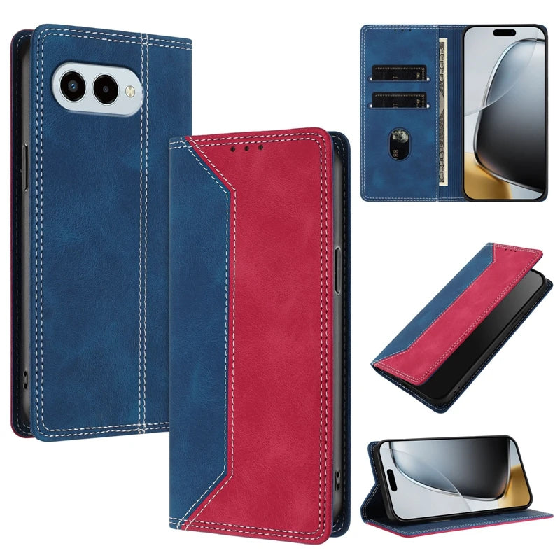 For T-Mobile T Phone 3 Case Magnet Flip Case for Coque T-Mobile T Phone 3 Revvl 8 Phone Cover Fashion Color Block Leather Funda