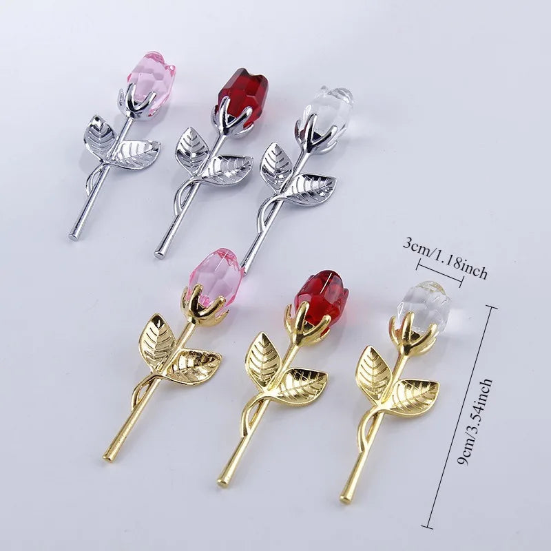 Crystal Glass Rose Flower Figurines Craft Valentine's Day Favors Xmas Lovers Gift Souvenir Home Wedding Decoration Ornament
