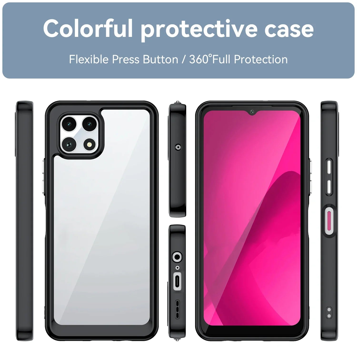 Soft border + hard Acrylic back чехол Cases For T-Mobile REVVL 7 Pro Cover for T Mobile REVVL 7Pro Fiber Phone full Funda Capa
